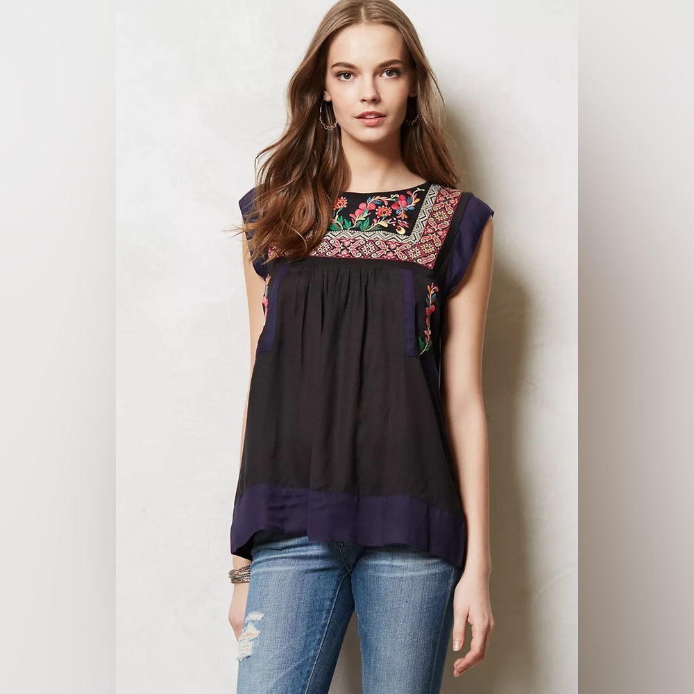 Floreat Kyra Embroidered Tunic Sleeveless Top Size 4 U574